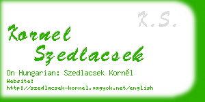 kornel szedlacsek business card