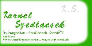 kornel szedlacsek business card